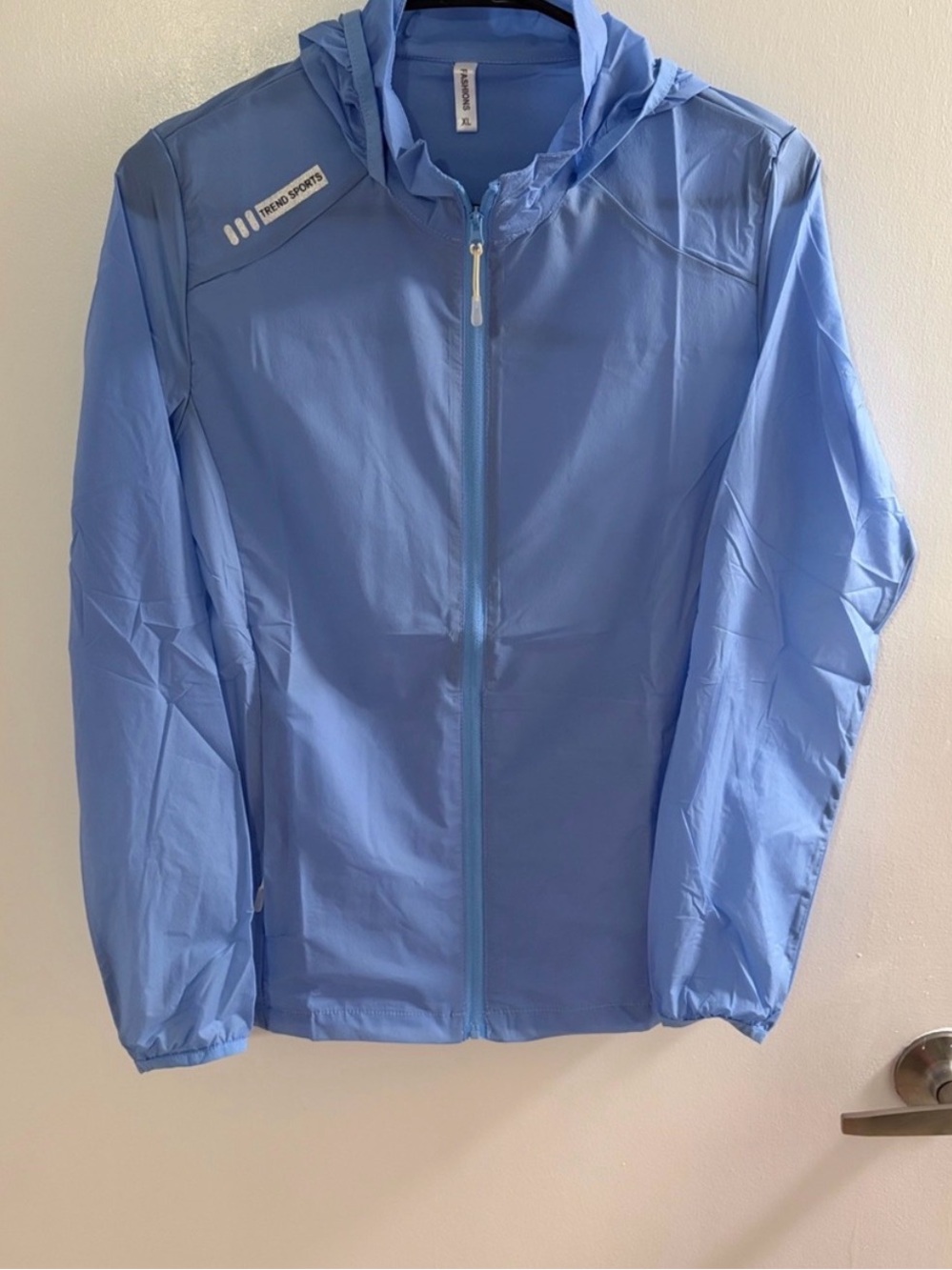 Light Blue Hooded Windbreaker Jacket